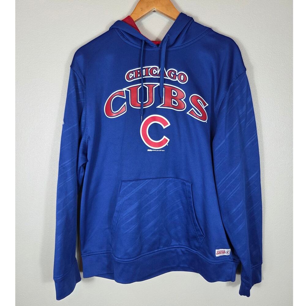 Stitches Chicago Cubs Baseball Blue Men's Hooded Sweatshirt Size Large